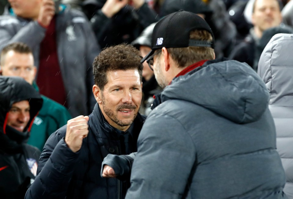  Klopp and Simeone exchanged an 'elbow bump' in place of a handshake