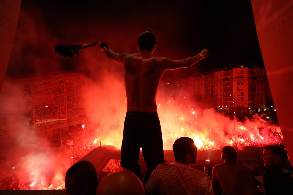  Thousands of fans gathered outside the Parc des Princes - but were not allowed inside amid fears over coronavirus