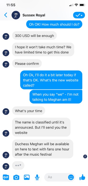  The Facebook page said the Meghan would be on the site to message fans