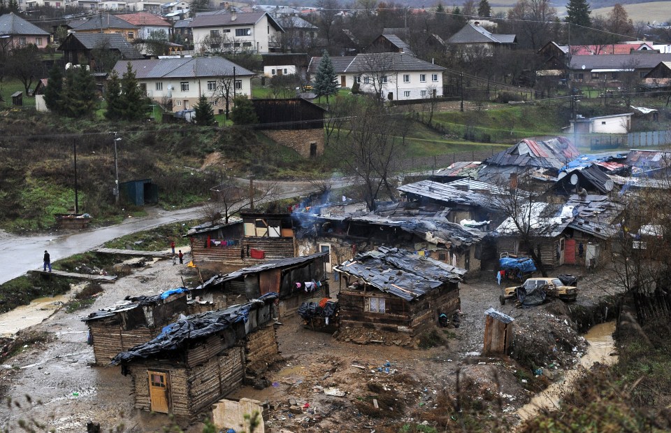  Another Roma settlement is pictured near non-Roma houses in an eastern Slovak village