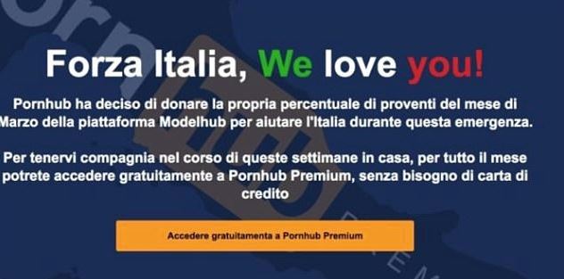  Pornhub says they are giving Italians premium content for free during the coronavirus outbreak