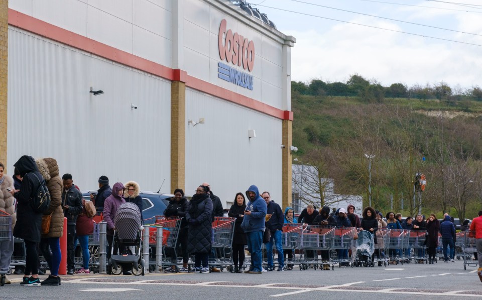 However supermarkets boasted unending queues as people lined up to bulk buy