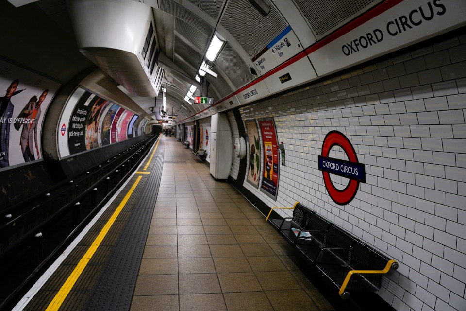 Oxford Circus station was left deserted as millions of Brits stayed home