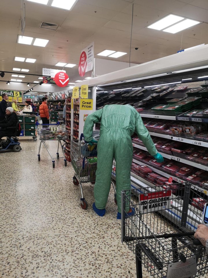  A man was spotted in a hazmat suit in Tesco, Yeovil today