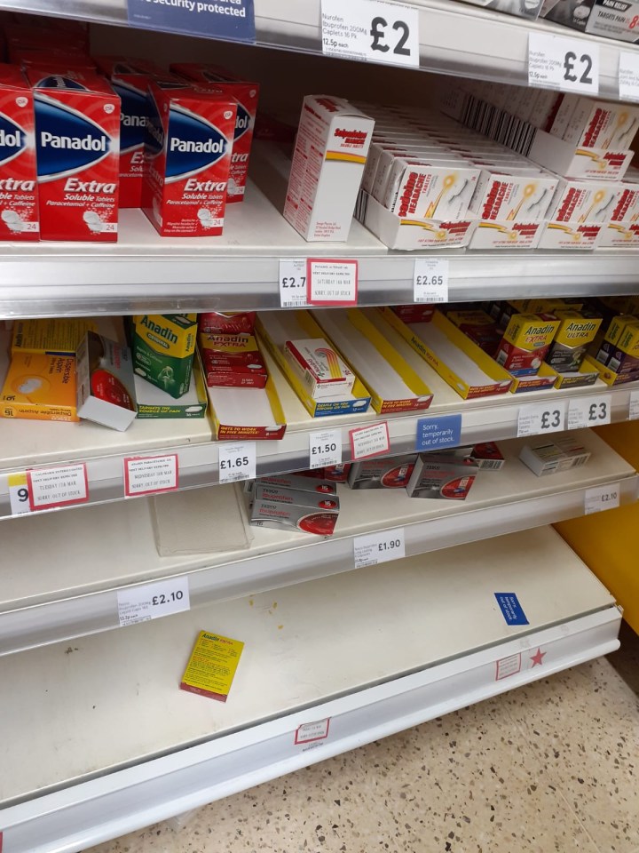 Security guards patrolling toilet roll aisles, empty shelves at various popular uk supermarkets and shops as panic buying due to the Corona Virus sets in, in Walsall UK. 13 March 2020