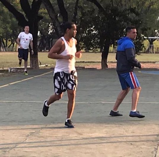  While behind bars, Ronaldinho has been playing football with his inmates