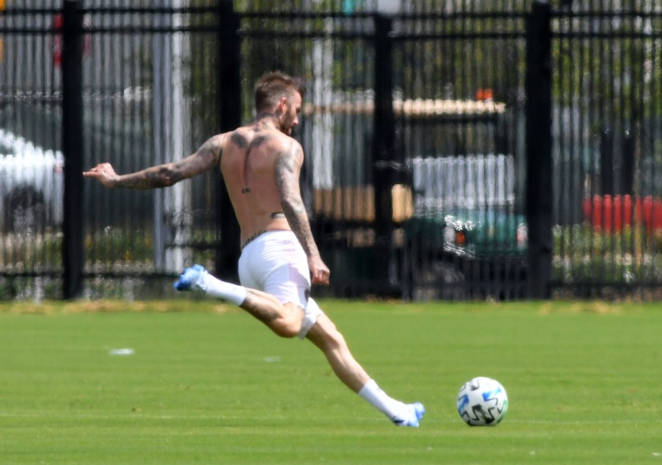  David Beckham rolled back the years as he showed off his free kick skills