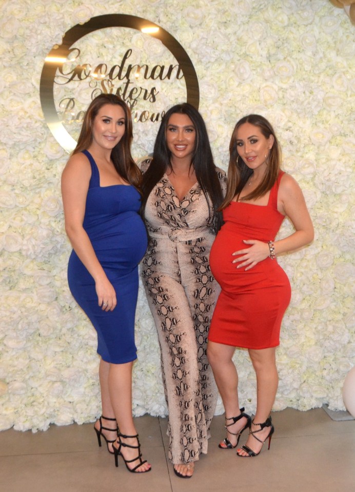 and Lauryn Goodman showed off their bumps in matching skintight dresses at their joint baby shower