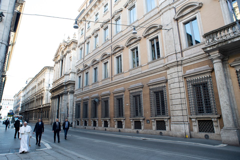  The Catholic leader strolled the streets of Rome today, defying the lockdown