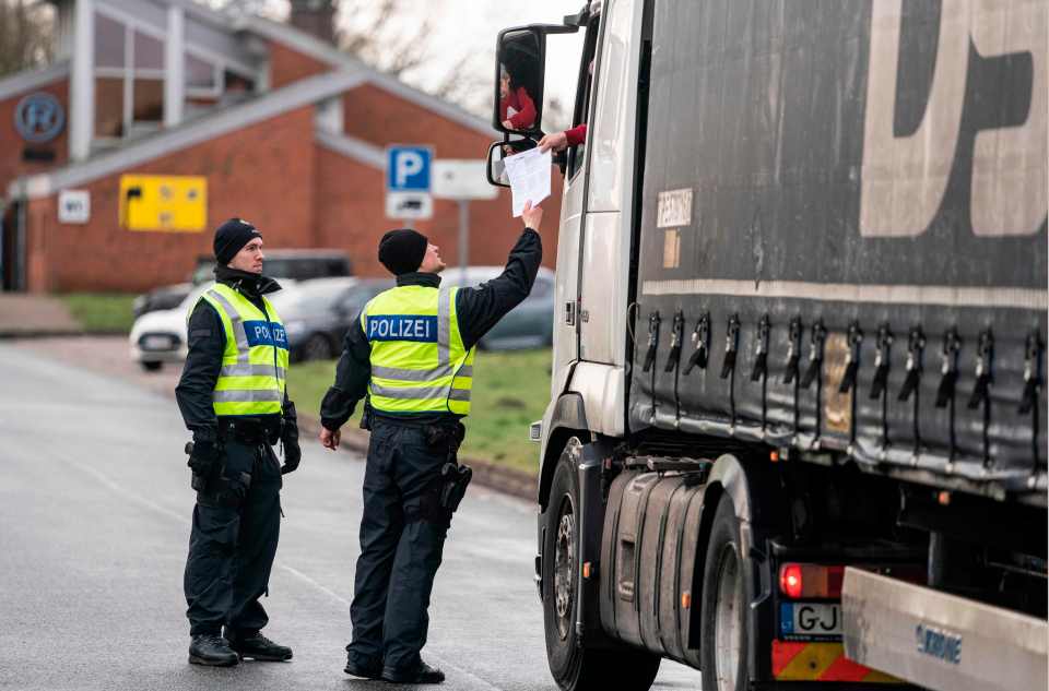  German police check documents at the border with Denmark