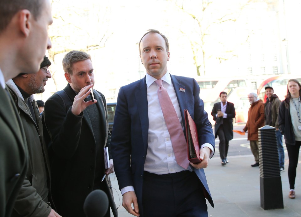 Health Secretary Matt Hancock arriving at No10 yesterday