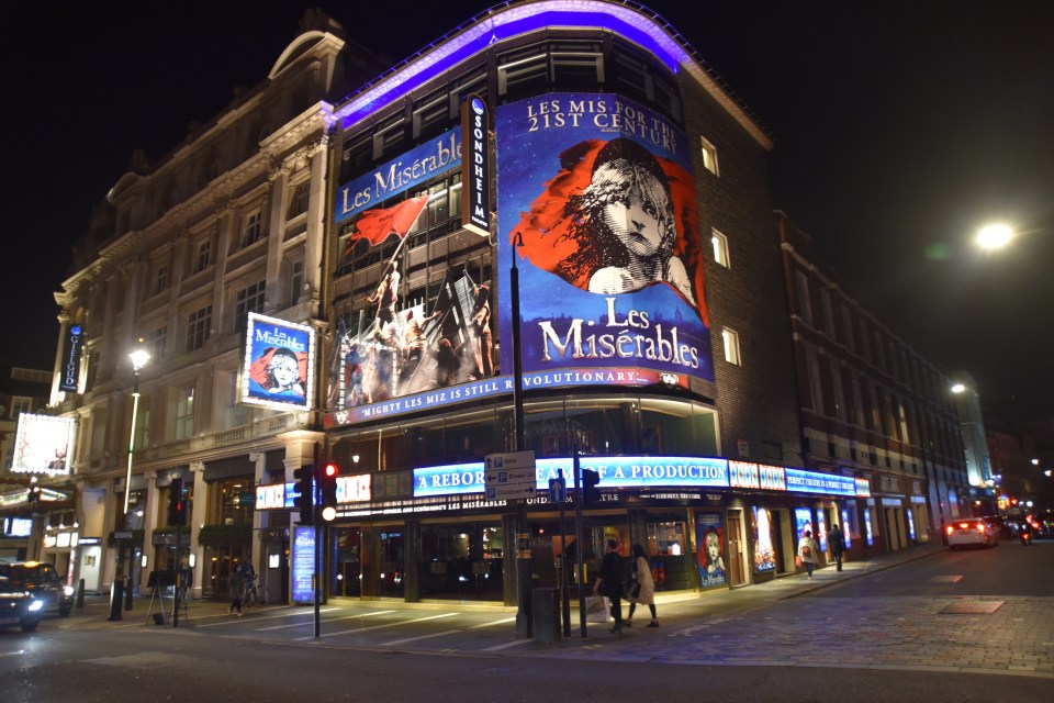  Les Miserables at the Sondheim Theatre has been cancelled until further notice