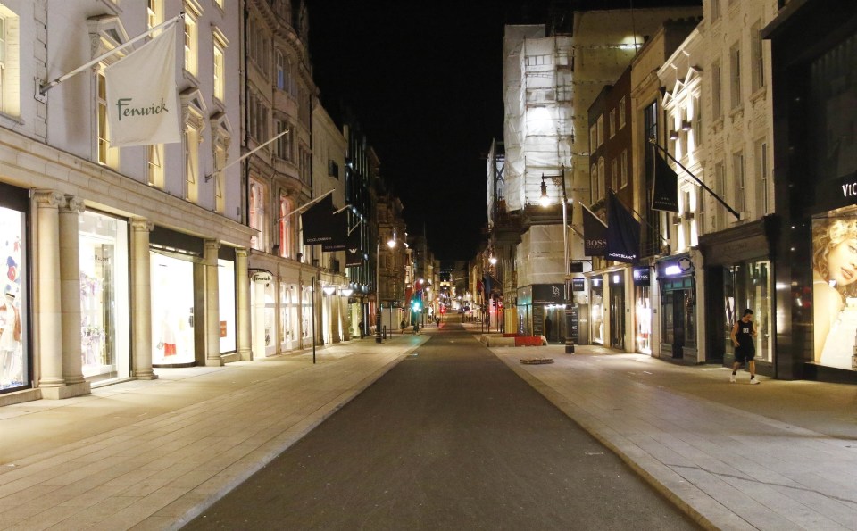  The West End of London was last night deserted with many theatres, restaurants, night clubs and pubs closed or empty