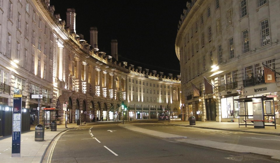  Regent Street was likewise deserted as Boris Johnson announced stringent new measures