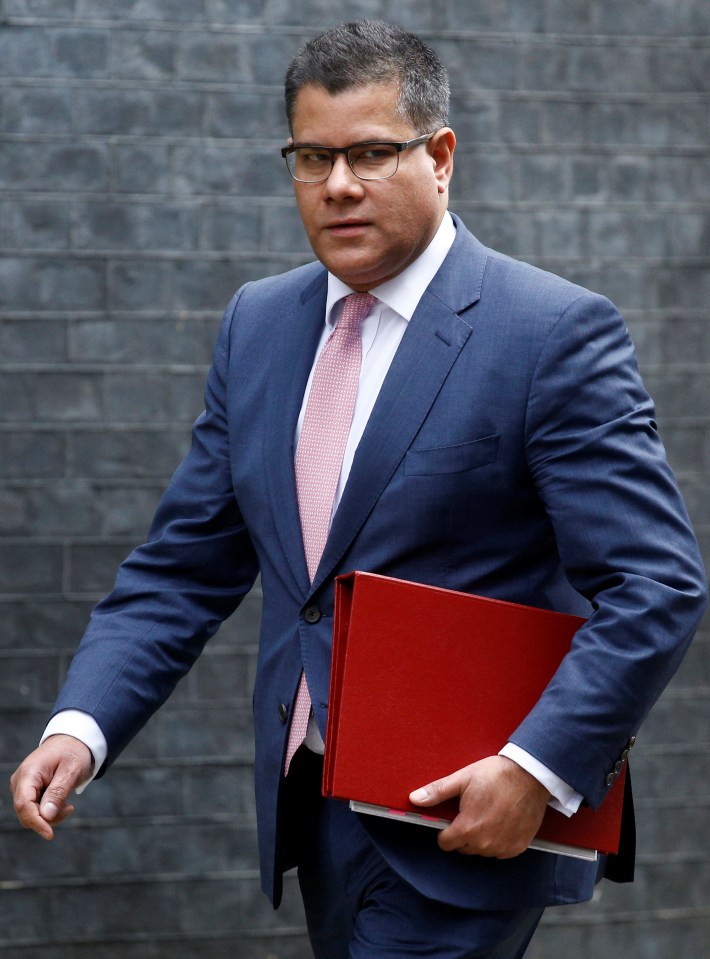 Alok Sharma outside Downing Street, in London