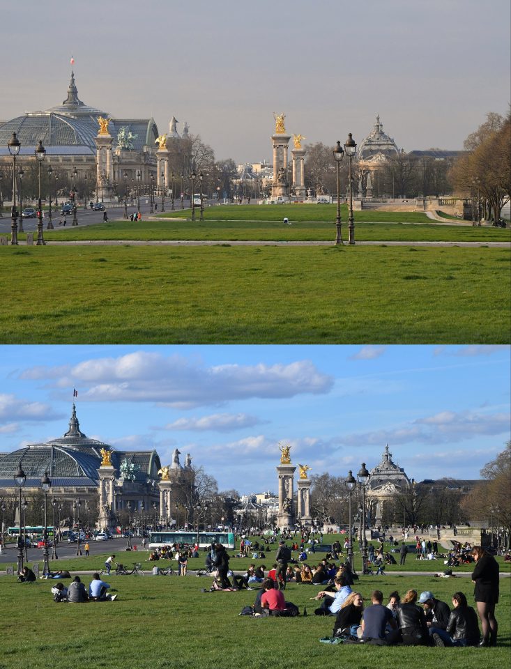  Esplanade des Invalides in Paris before and after the lockdown