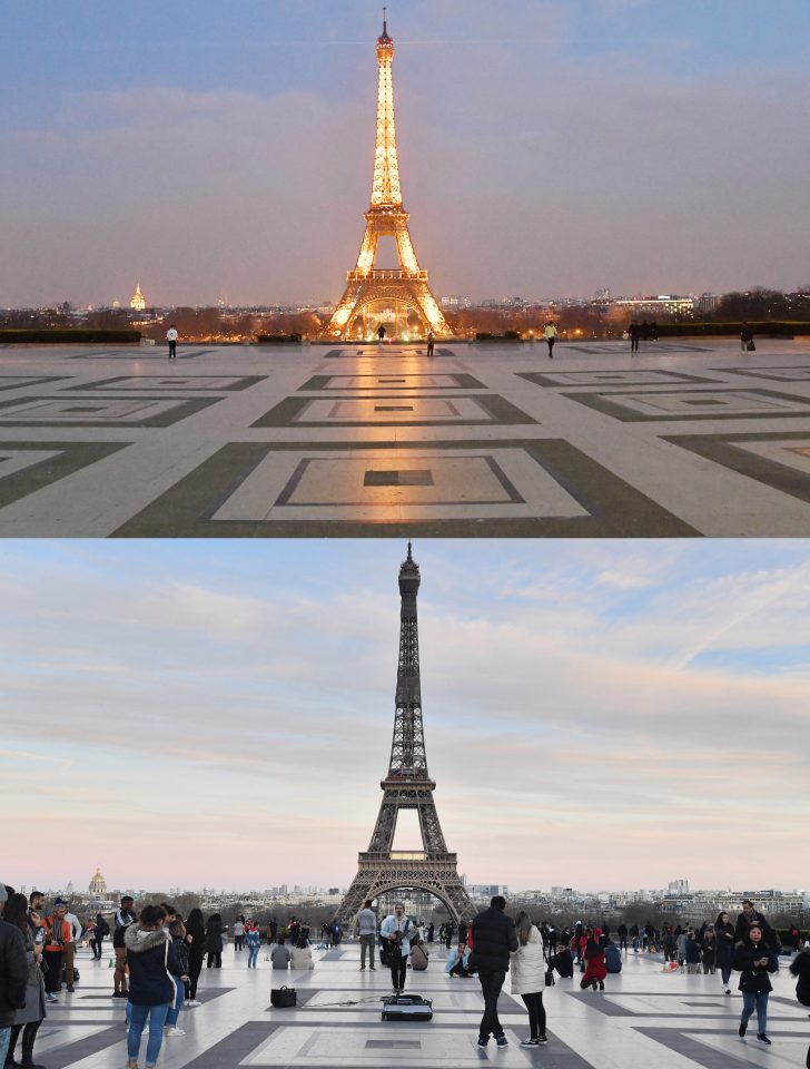  The Eiffel Tower before and after the lockdown