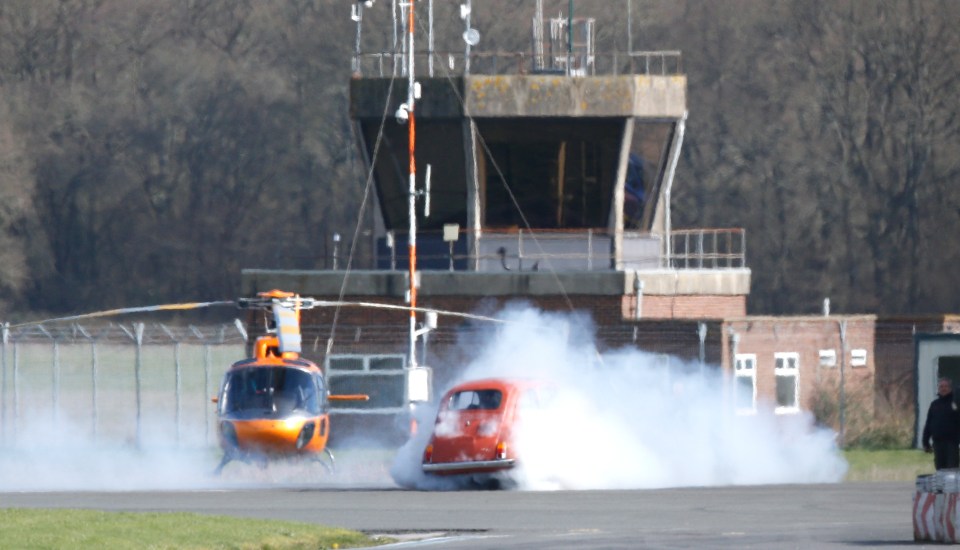  Burning rubber in the dramatic chase scene between the Fiat 500 and a helicopter