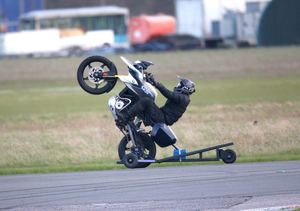  He impressively rode on one wheel of the motorbike