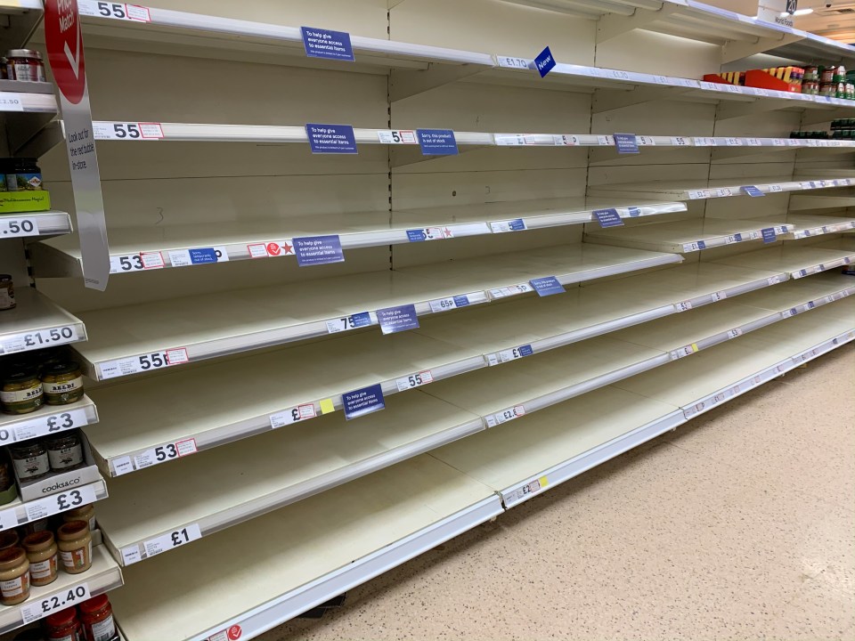  Tesco shelves are stripped bare amid panic buying