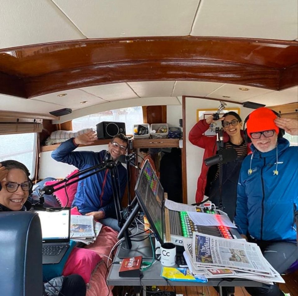  Chris Evans presented his Virgin Radio Breakfast Show from a boat