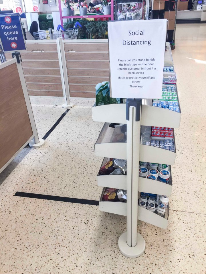  One Tesco store in Haydock, Merseyside has introduced black tape on the floor