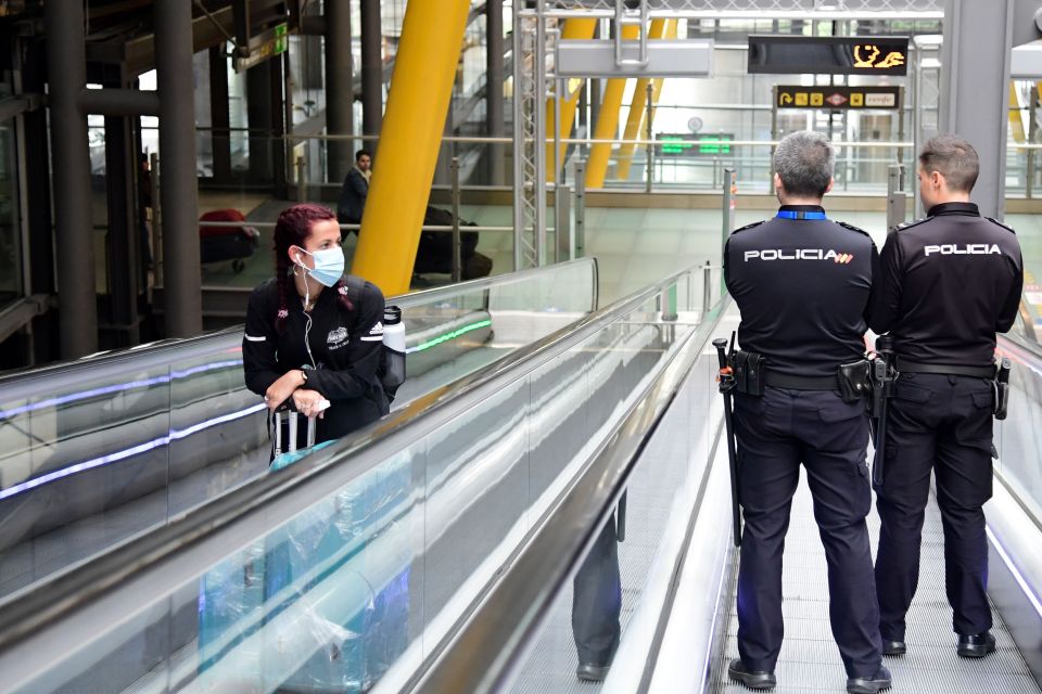  Police officers at Madrid-Barajas Adolfo Suarez Airport today