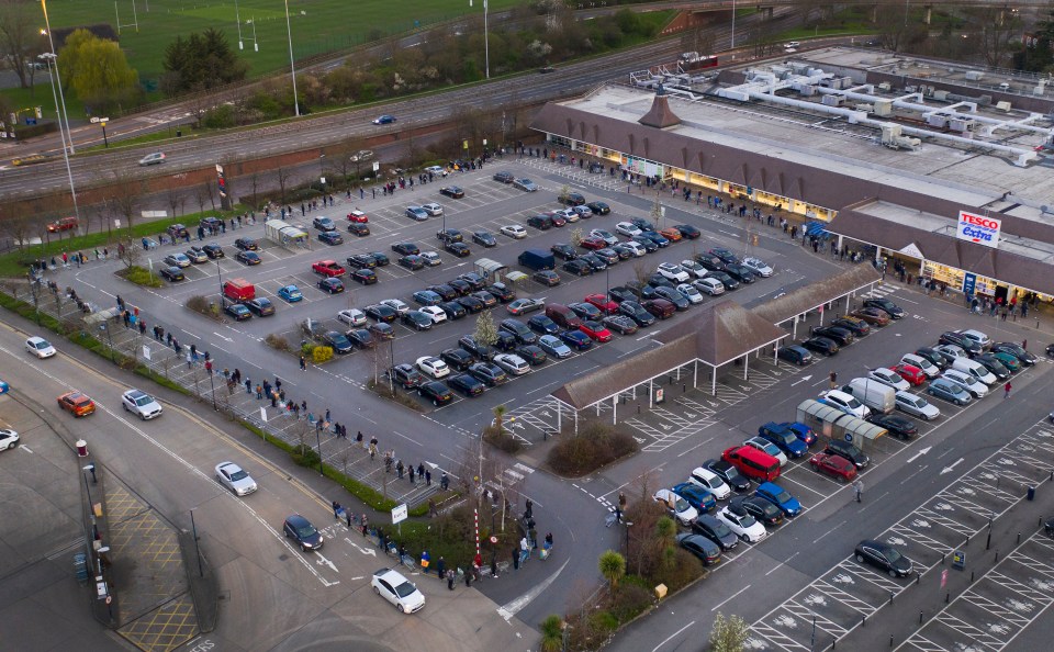  Queues at Tesco in New Malden, South London today