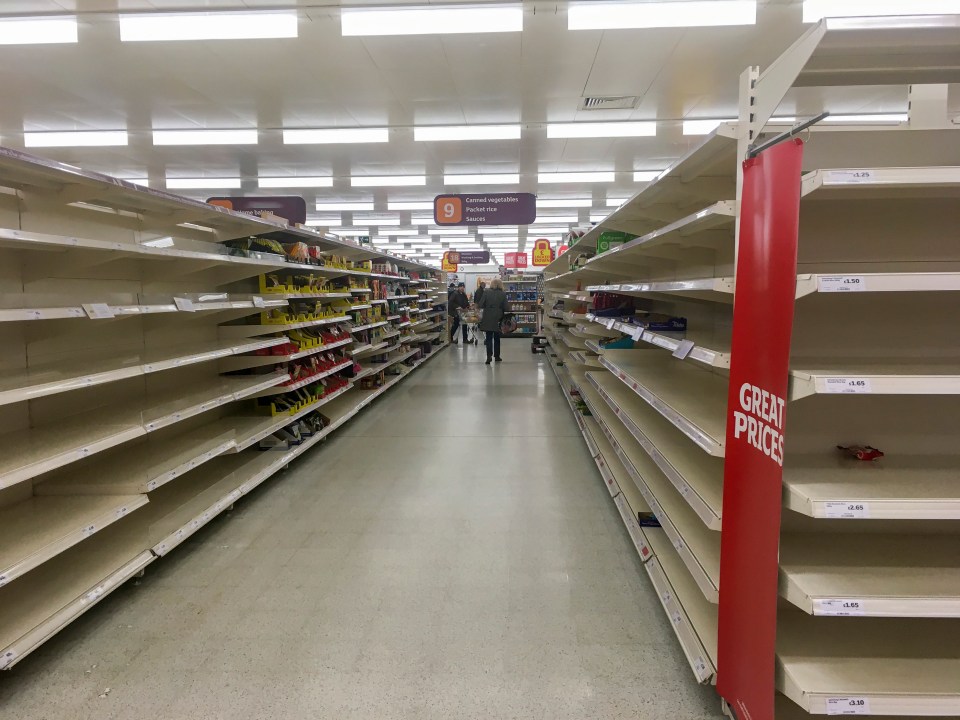  Shelves were left bare in this Sainsbury's in Walton-On-Thames, Surrey