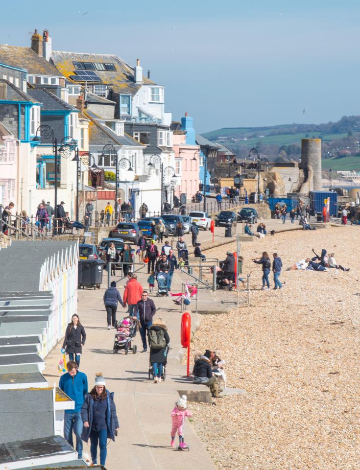  Members of the public spilled onto the beach at Lyme Regis this weekend