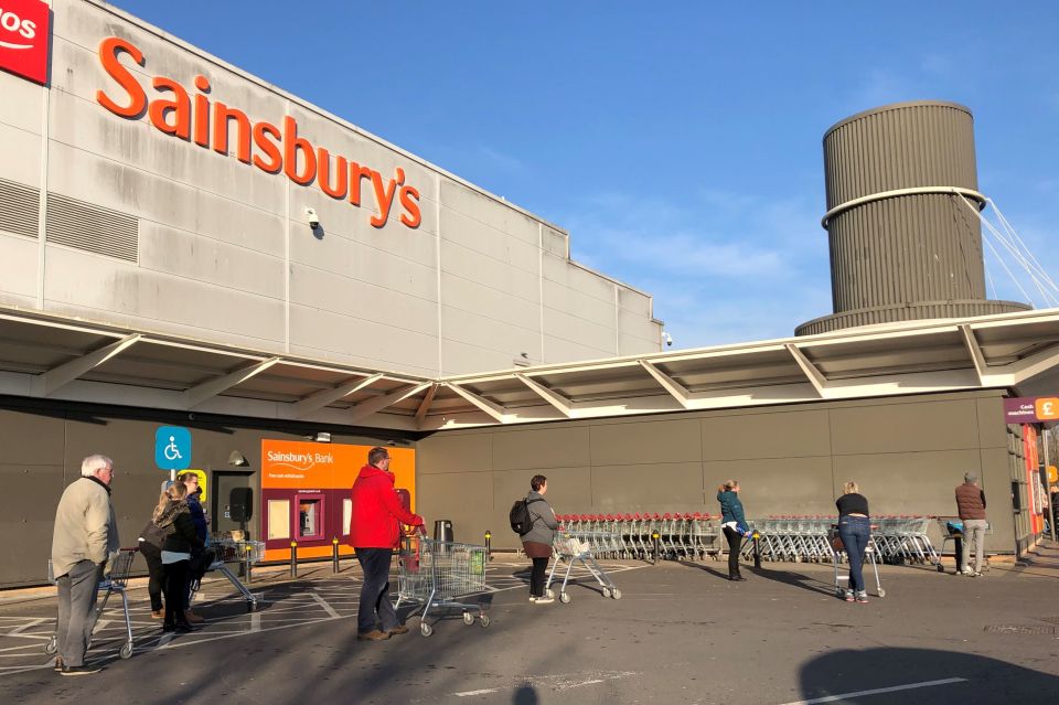  People have been pictured queuing outside supermarkets today