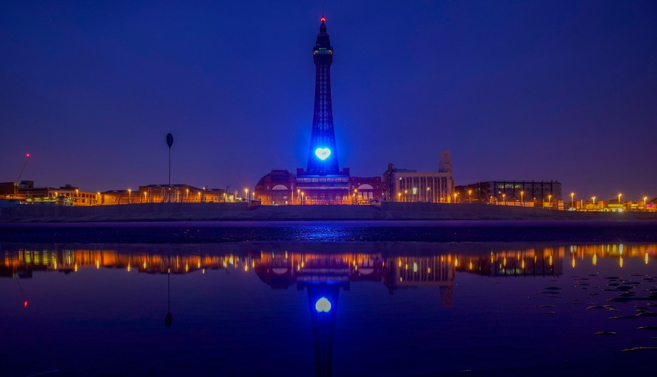 Blackpool Tower is illuminated in blue to honour the NHS workers