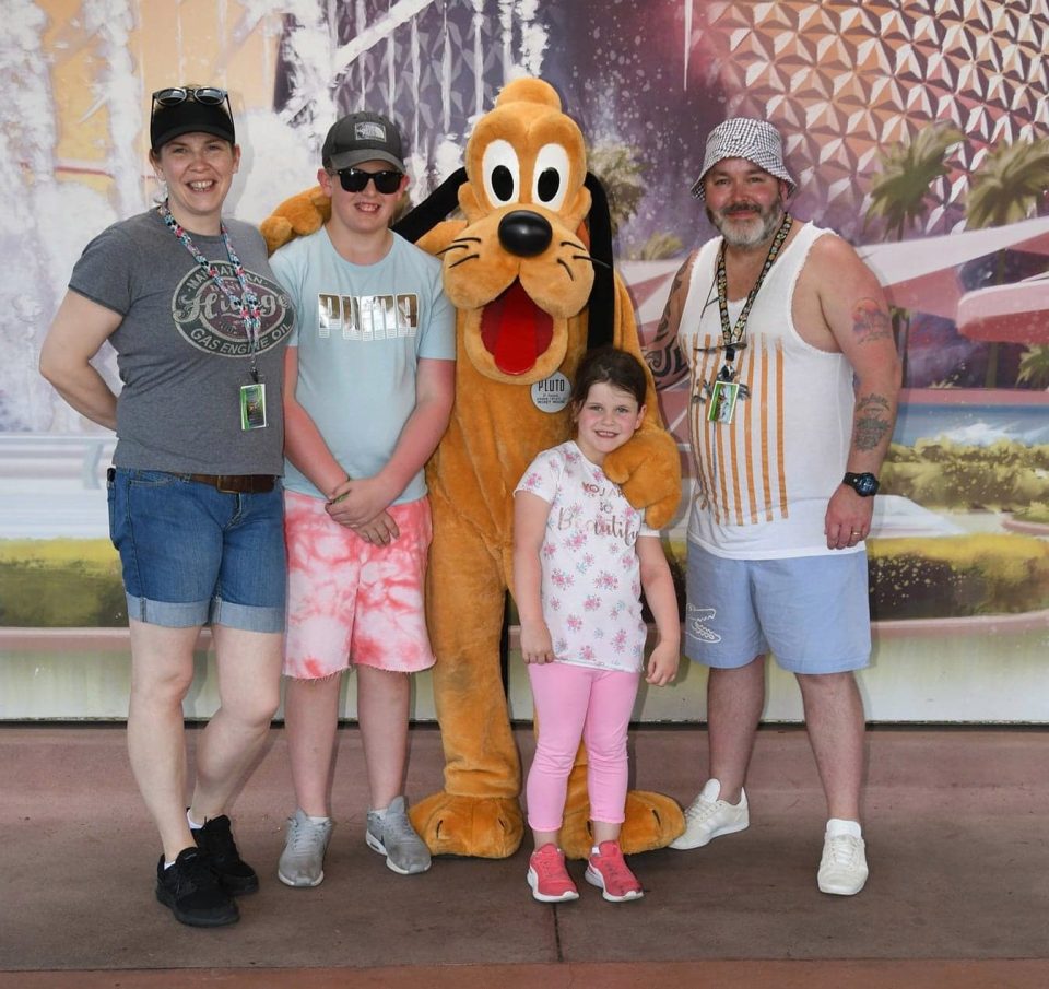  Families are crowdfunding after being left stranded abroad, pictured here George McMillan with his wife Kim and their children Finlay and Ruby