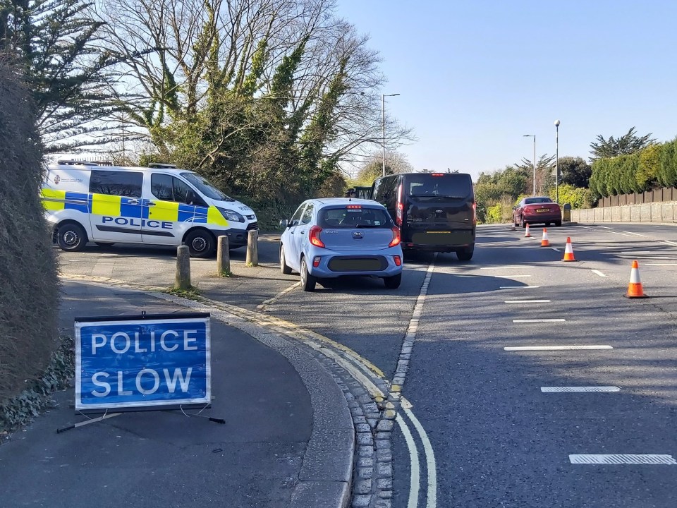 The police checkpoint set up in Devon today