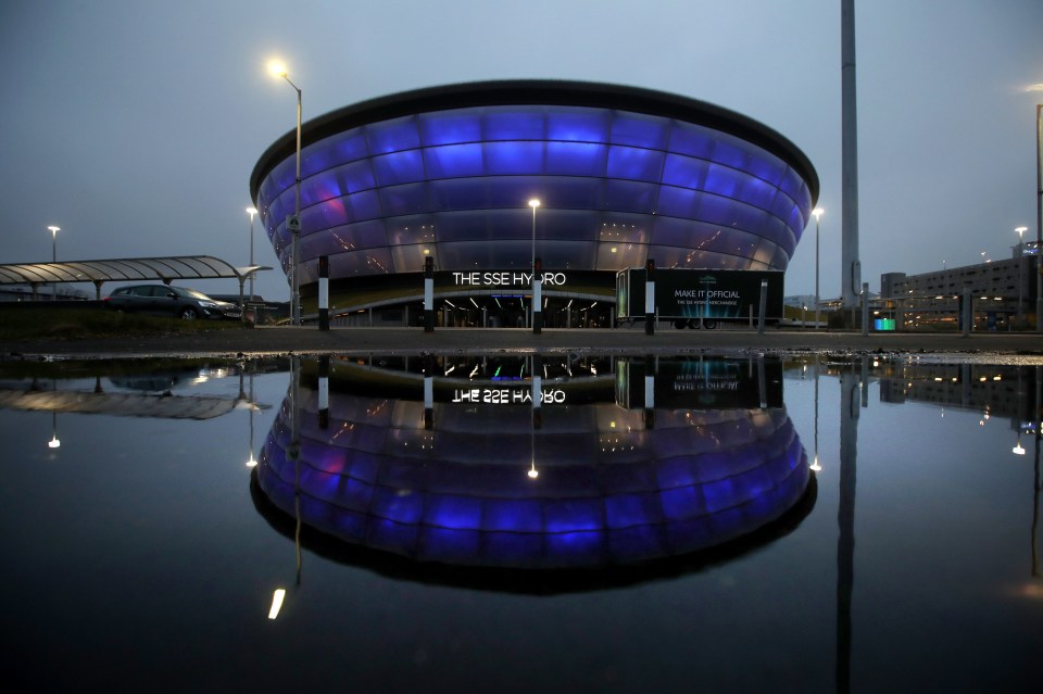 The SSE Hydro in Glasgow is lit up in blue tonight