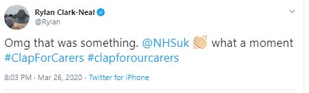 ‘What a moment’ Rylan Clark-Neal gave the NHS a clap on Twitter