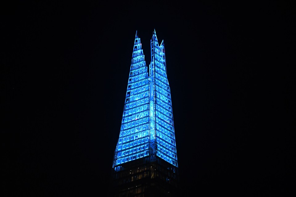 The Shard in London turned blue to support the NHS