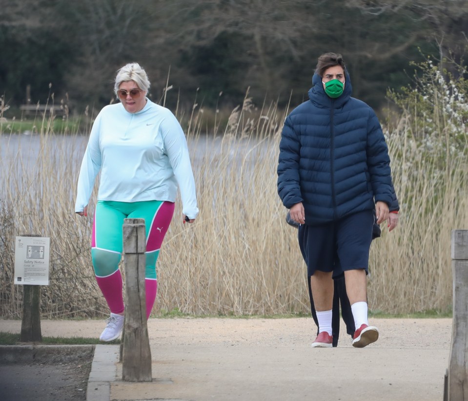  Gemma wore box fresh Yeezys and Arg opted for a warm jacket and shorts, managing to get some sun on his legs