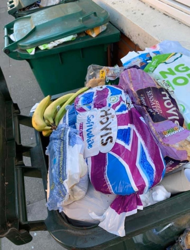  Photos have emerged online of rubbish bins stuffed with out of date food after coronavirus panic buying left supermarket shelves empty across the country