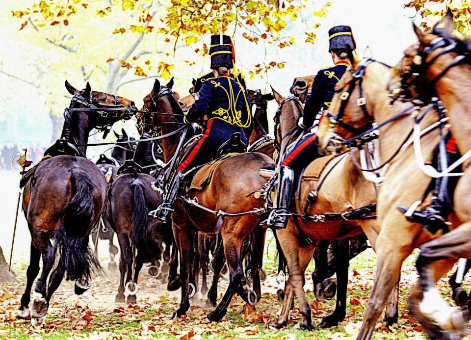  The King's Troop, Royal Horse Artillery, returning to collect their guns