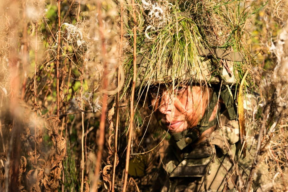  Alex McPhail, from Renfrew in Renfrewshire, took a picture of a TA soldier in camouflage, entitled Camouflage Queen. He said: "My cousin Carol Ballantyne is in the TA and she kindly agreed to dress in her camouflage and pose for me. The image was taken on the banks of the river Clyde near Erskine where I got my cousin to crouch in the bushes while I photographed her."