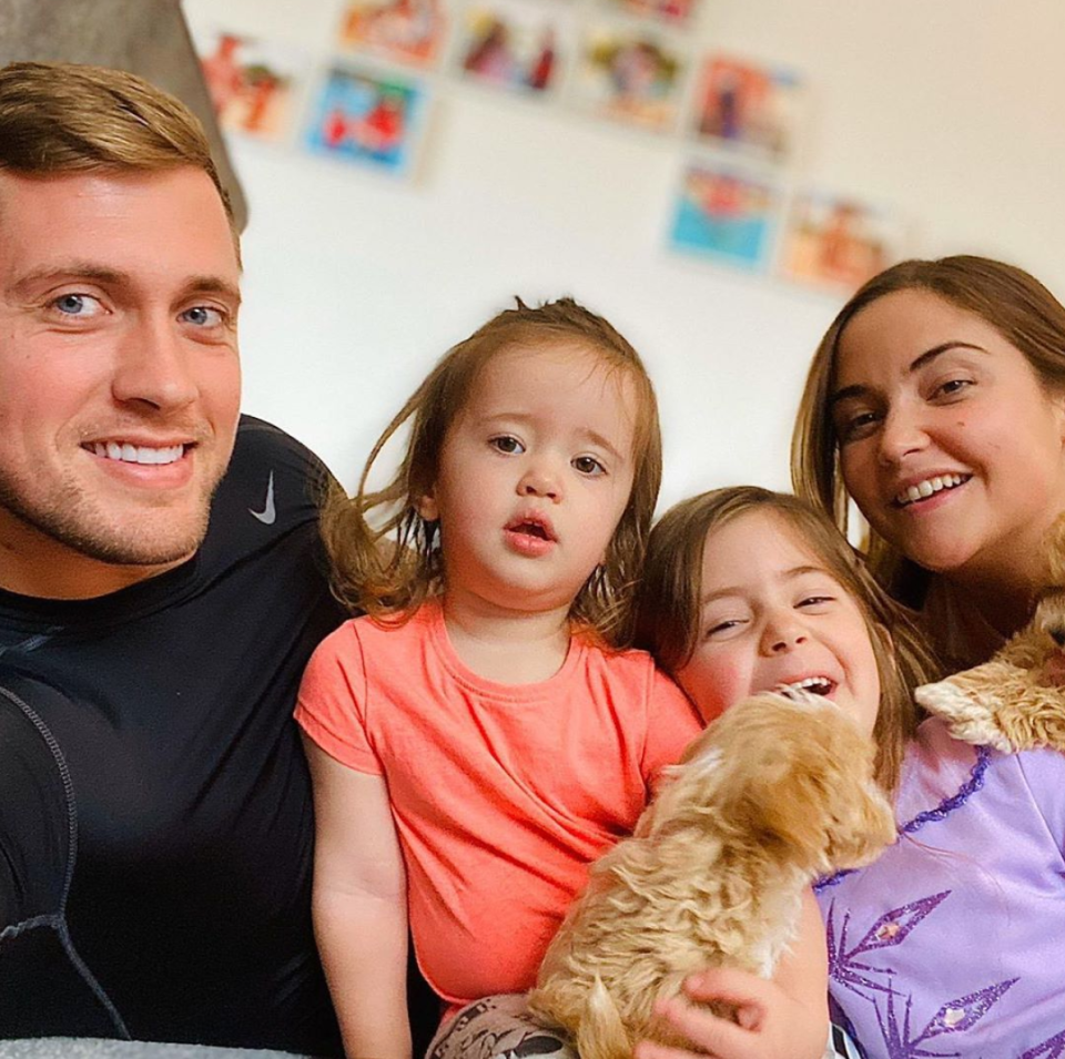 Jacqueline Jossa and Dan Osborne with their puppies