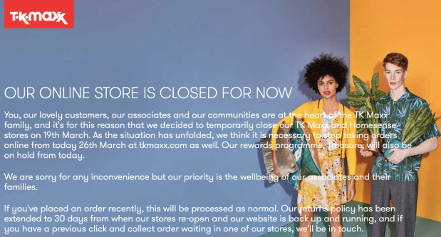  TKMaxx has extended its returns policy to 30 days after the website is back up and running