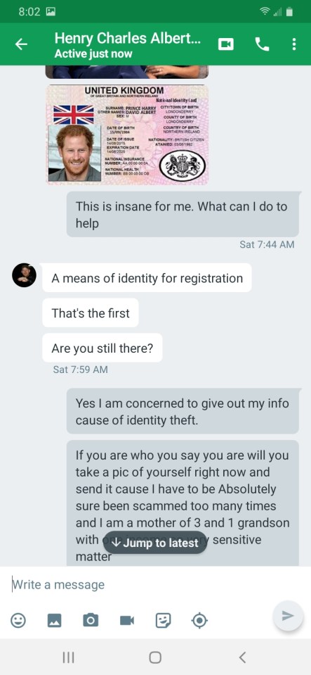  The Facebook page started messaging one victim on Hangouts, sending her a fake licence for the Prince in an attempt to gain her trust