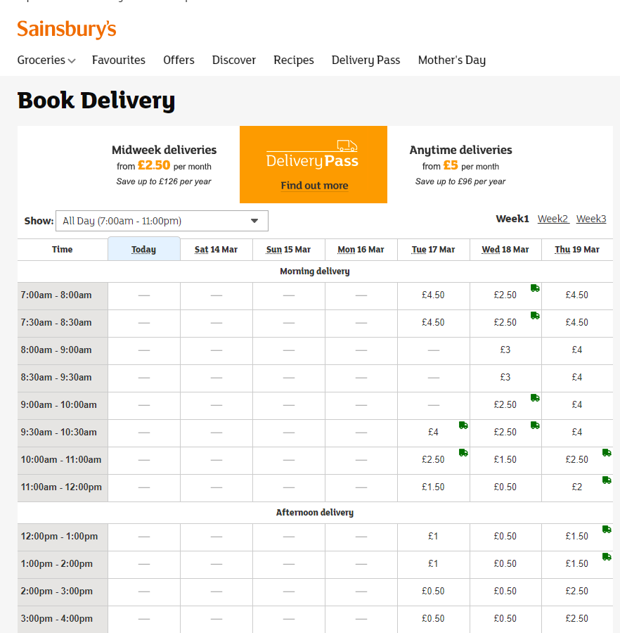  Sainsbury's delivery slots have sold out until March 17