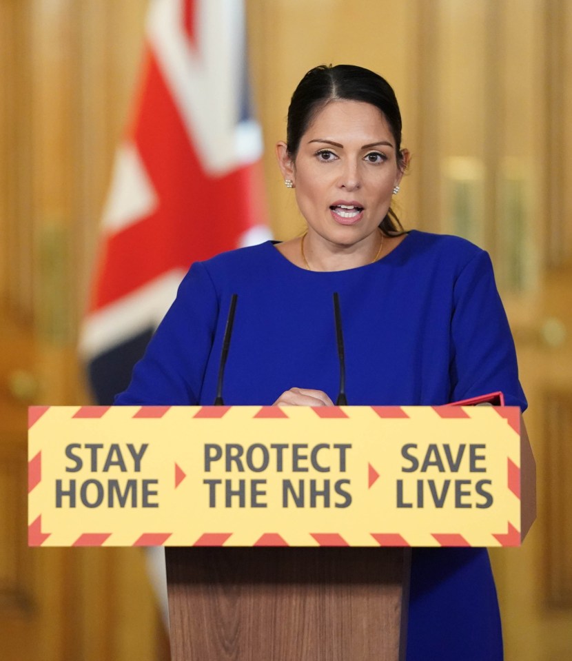  Priti Patel has urged Brits to stay at home