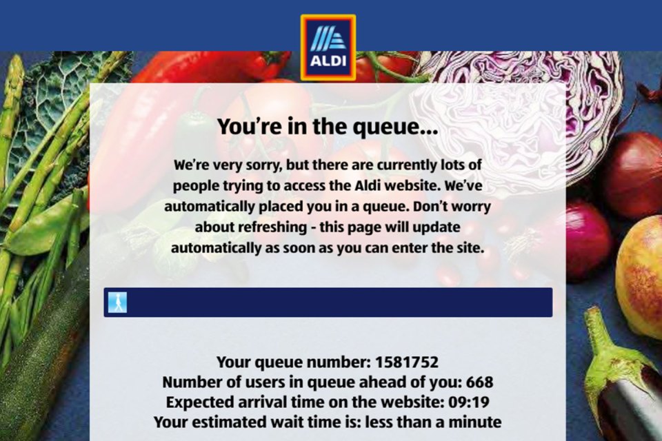  Aldi shoppers were forced to join an online queue this morning