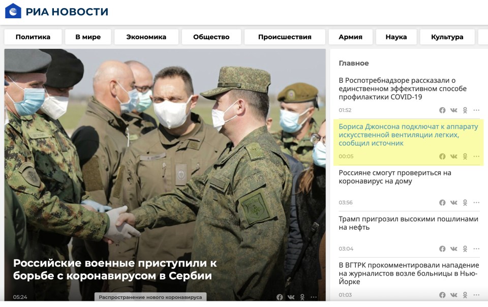  Ria Novosti was the first website to publish the story