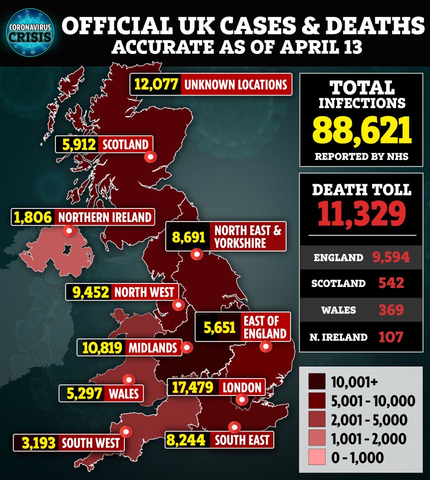  Coronavirus has spread across the UK killing thousands