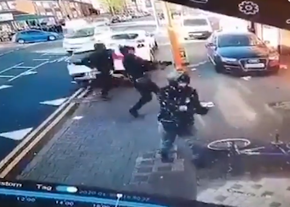  Three men chased a rival gang inside a takeaway shop in Birmingham